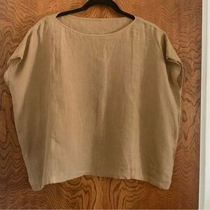 Evam Eva Japanese Minimalist Linen Top